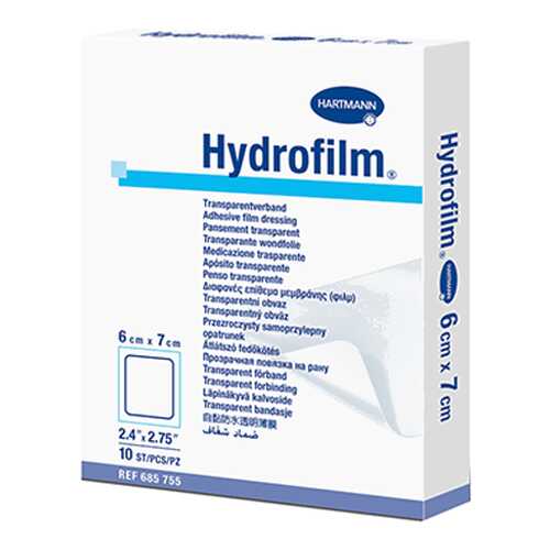 Самофиксирующаяся повязка HARTMANN Hydrofilm 6 см х 7 см прозрачная 10 шт. в Доктор Столетов